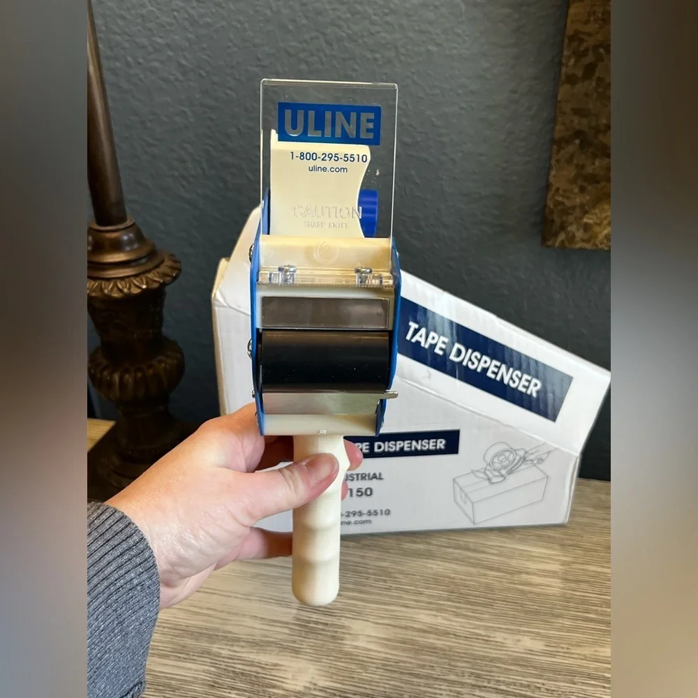 🆕 ULINE H-150 Blue and Cream Tape Dispenser
